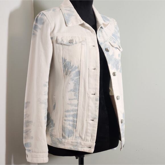 ALTAR'D STATE Blue & Ivory Tie Dye Denim Jacket, Size Medium - Picture 4 of 12